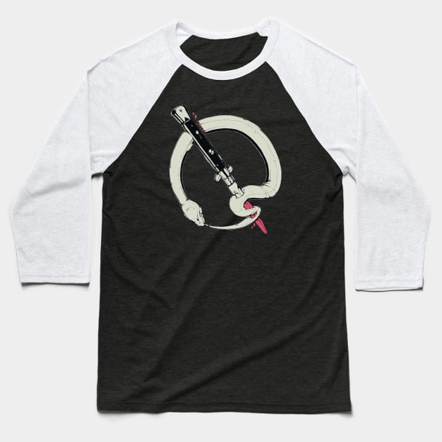 snake QOTSA Baseball T-Shirt by NaturalSupranatural Podcast